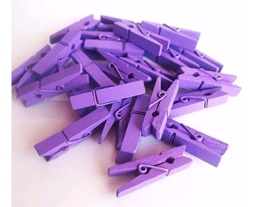 Set of 50 Wood Mini Color Clips / Souvenir 4