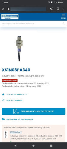 Telemecanique Inductive Sensor XS1N08PA340 1