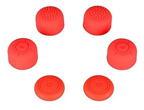 eXtremeRate 3 Pairs Red Silicone Anti-slip Thumbstick Caps 0