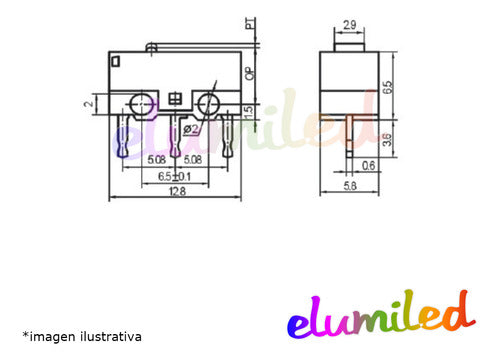 Micro Switch 1A 250V Mini for Circuit Without Lever X5 (Mouse) 1