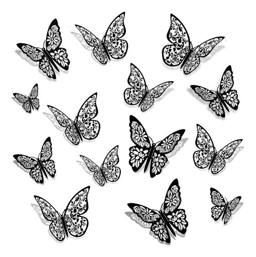 HKFUON 48pcs 3D Black Butterfly Wall Decor 0