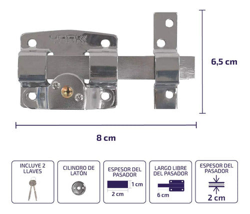 Yark Cerrojo Pasador Llave Cruz Cerradura Barra Yark - Rex 2