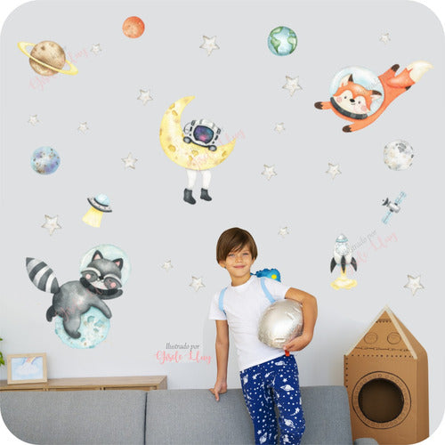 Kids Space Astronauts Wall Decal Planet Decor 4