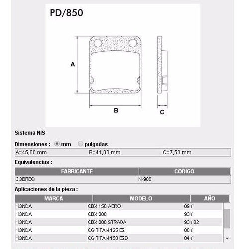 Pastillas Freno Frasle Honda Cg Titan 125 150 Vx Rx Bk Fas 1