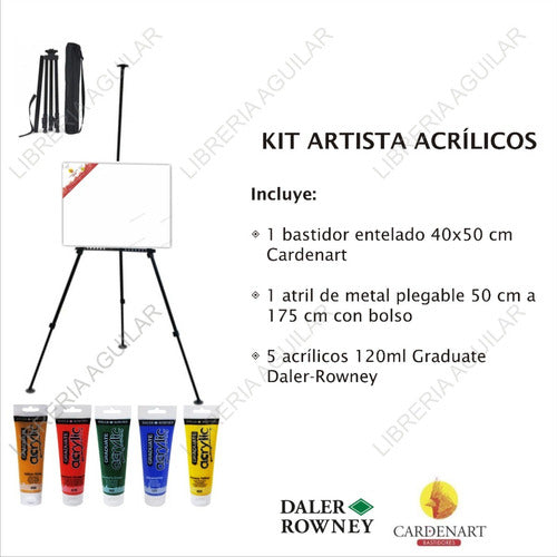 Acrylic Art Kit with Foldable Easel and Canvas Frame for Painting Set 1
