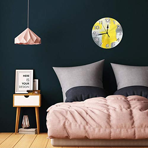 Mooneyenton White Wall Clock with Abstract Art Painting 3