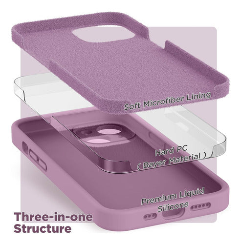 Surphy iPhone 14 Silicone Case with Individual Lens Protection - Lilac Purple 4