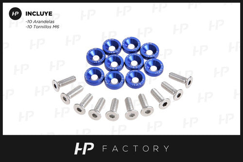 Anodized Aluminum Washers and Screws Kit M6 X10 Blue 2