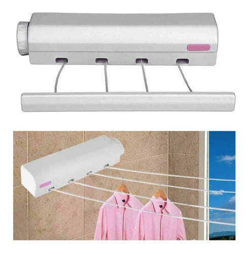 Retractable Extendable Clothesline Wall-Mounted 4-Line Clothes Dryer 2