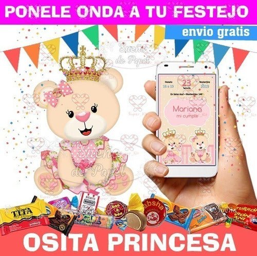 Sueño de Papel Kit Imprimible Osita Princesa Editable 1