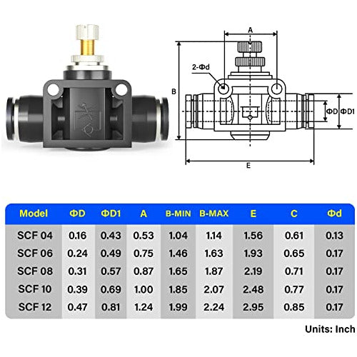 Tailonz Pneumatic Air Flow Control Valve Straight 4mm Diameter 1