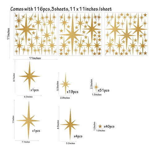 116 Calcomanías De Estrella Decoración Habitación Pegatina 1