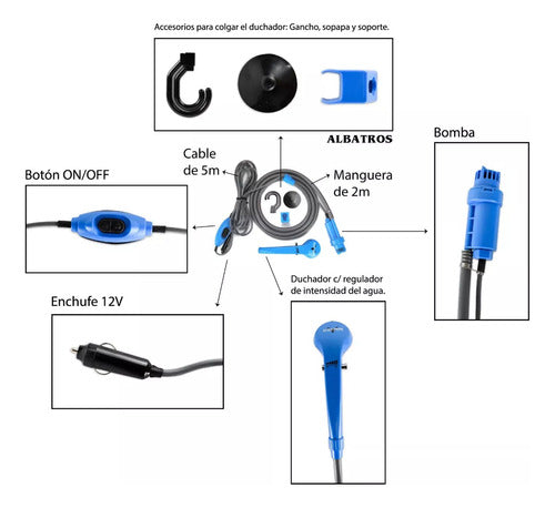 Albatros Portable Shower with Intensity Regulator 12V 5