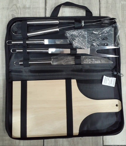 AIHD Set De Asado Parrilla Asador Parrillero Con Estuche 5 Piezas 3