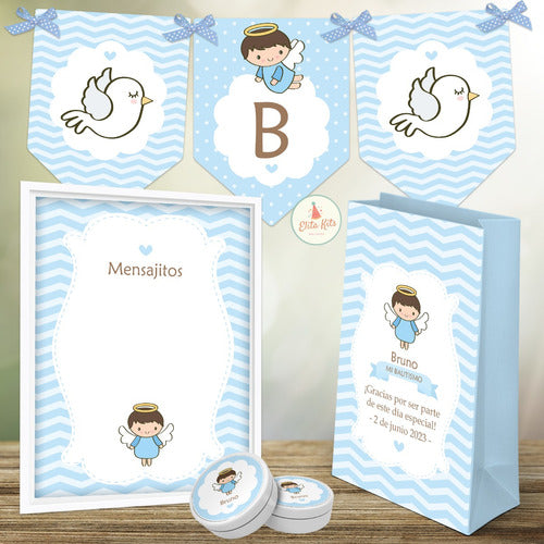 Elita Kits Digitales Kit Imprimible Angelitos Nene + Banner Fondo Mesa Dulce 7