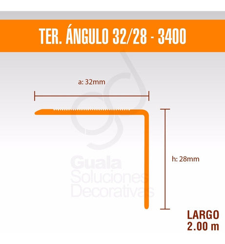 Varilla Angulo Aluminio Escalon 32x28mm 2m 3403 Pq Pro 1