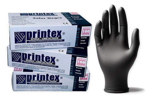 Printex Nitrile Black Reinforced Gloves Box X100 Units 0