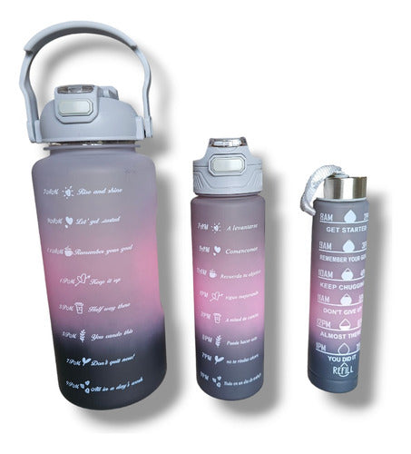 Set of 3 Motivational Sports Water Bottles with Time Tracker 29