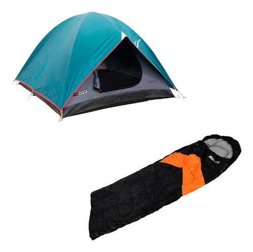 Barraca Camping Cherokee Coluna 2500mm + Saco Dormir 5°c 0