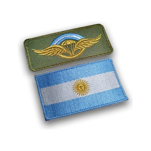 Embroidered Military Paratrooper Badge Argentine Air Force Malvinas Flag 0