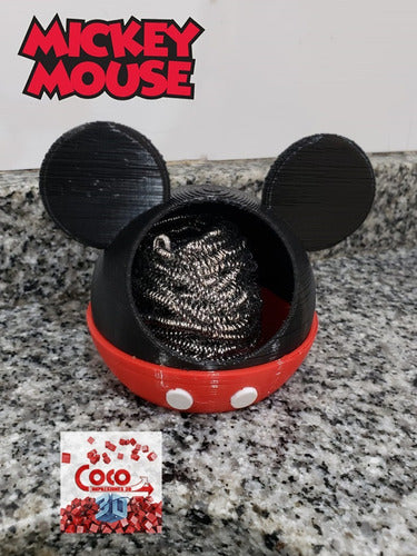 Esponjero Porta Esponja De Metal De Mickey Mouse Micky 3d 1