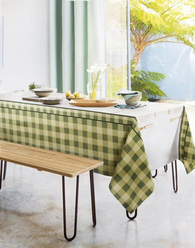 Jean Cartier Bon Apetit Kitchen Tablecloth in Green and Violet - 150x200 cm 0