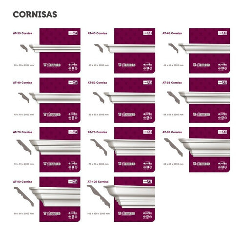 Atenneas Moldura Cornisa Interior Telgopor At-52 X 2mt 2