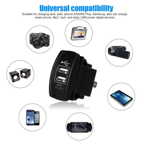 Auto Motor Impermeable 3.1a Dual Usb Socket Cargador Corrien 1