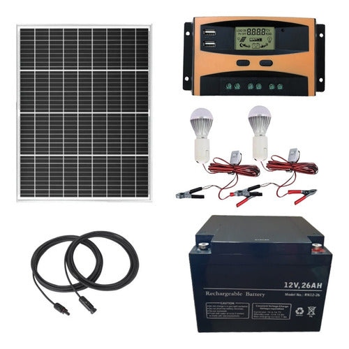 Kit Solar Fotovoltaico Batería 26a Luces Celular Ventilador 0