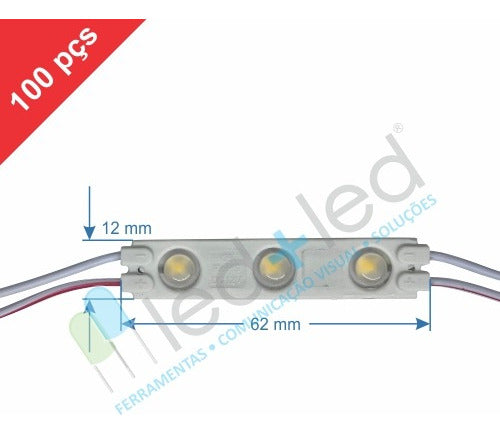 100 Módulos Led Slim Com Lente 160° Branco Quente Ledmaisled 1