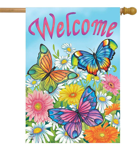 Briarwood Lane Spring Butterflies Welcome Home Flag 28" x 40" 1