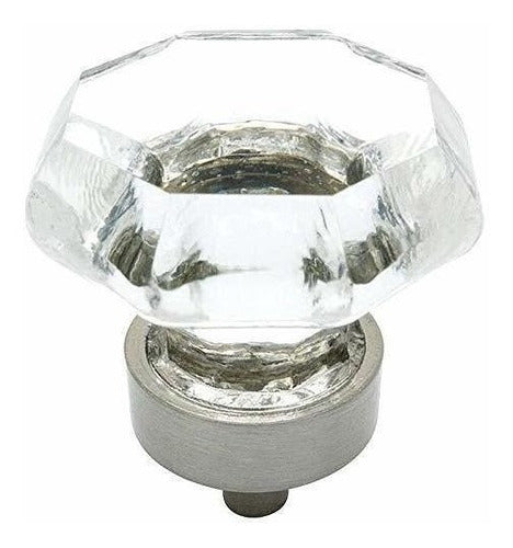 Cosmas 10 Pack - Satin Nickel Cabinet Hardware Knob with Clear Glass - 1-5/16 Diameter 0