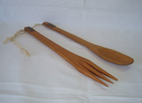 Bariloche Set of Handcrafted Wooden Spoon and Fork - Rustic Style 1