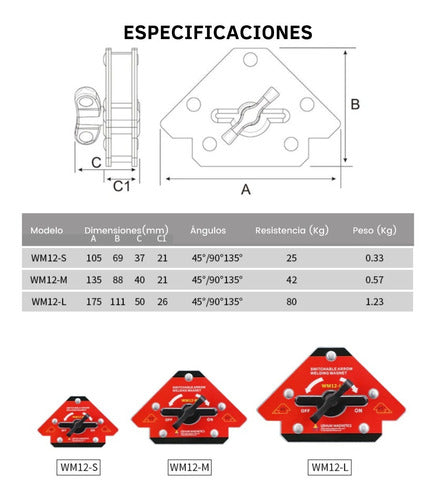 Lishuai Escuadra Magnética De Neodimio Modelo W12l Con Switch On-off 4