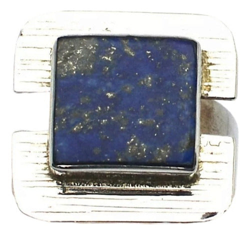 Inspira Joyas Square Ring in 925 Silver and Lapis Lazuli 1