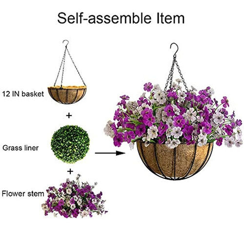 Lesrant Hanging Basket with Artificial Flowers 2