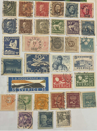 Sello Correo Antiguo Suecia 33 Estampillas De Colección Vea 0