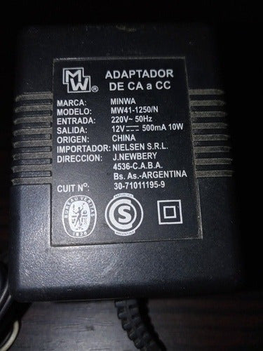 Transformador Minwa Mw41220v 12v 500ma 10w 0