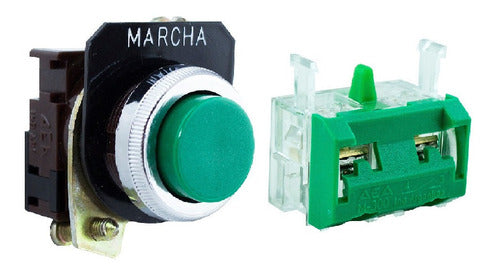 AEA Green Push Button with Contact Ø22mm 0