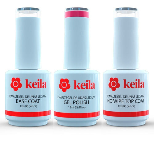 Base + Top No Wipe + Esmalte Semipermanente Keila Uv Led Gel 0