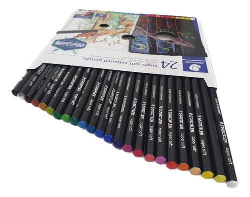 Kit Staedtler 14 Lápis Mars 24 Lápis De Cor Bloco De Desenho 3