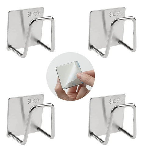 E-Home Self-Adhesive Sponge Holder Organizer Stainless Steel X4 0