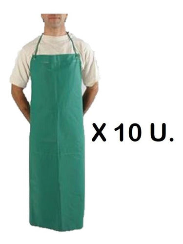 Bil-Vex 10-Pack PVC Aprons with Abdominal Reinforcement, Dark Green, 0.9m x 1.2m 1