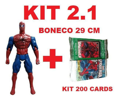 Kit 2.1 200 Cards + Boneco Grande Articulado Homem Aranha 0