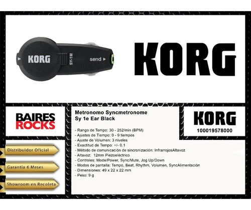 Korg Metronome SY 1E Syncmetronome In Ear Black 1