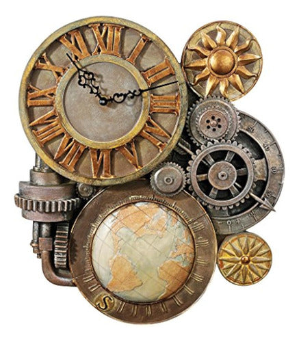 Design Toscano Gears Of Time Steampunk Wall Clock Sculpture 0