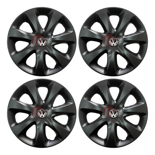 Set of 4 Cups VW Gol Saveiro Polo 13 Inch Matte Black 0