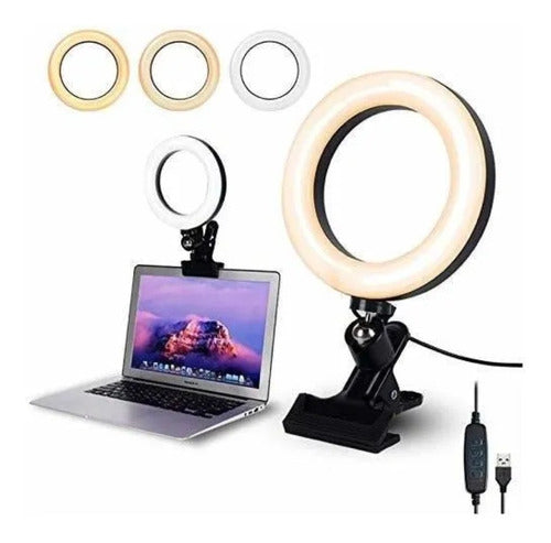 ERO 16cm LED Ring Light with Universal Clamp - Ideal for Conferences 0