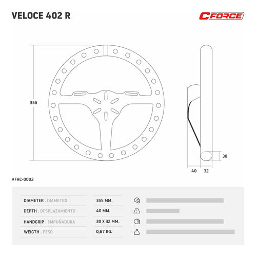 C-Force Volante Deportivo Collino Veloce 402 R Perforado Full 2