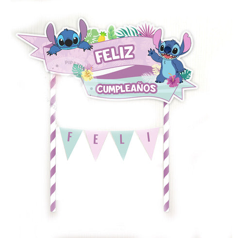 Pipetua.Kits Topper Para Torta Stitch Adorno Pincho Centro Cumple Deco 0